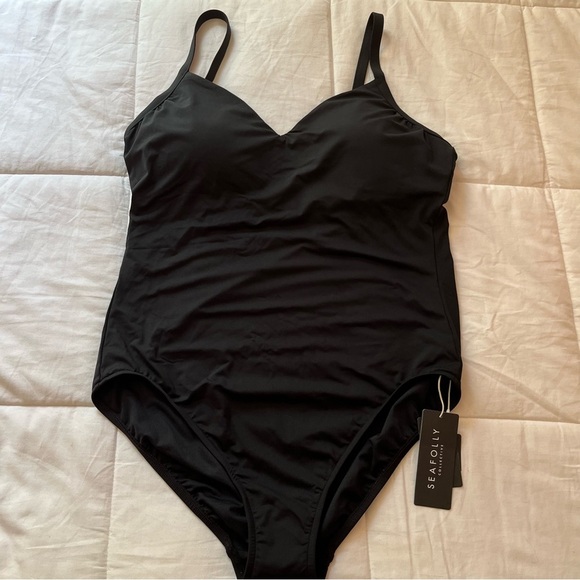 SEAFOLLY Eco Collective Black One Piece Swimsuit- Size 14 - Picture 3 of 16